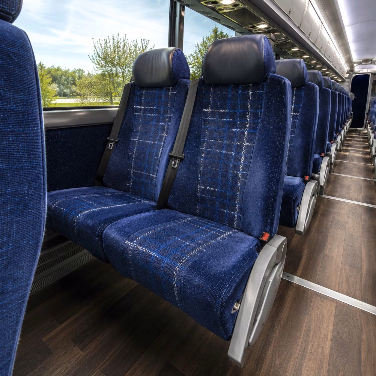 56 passenger charter bus inside